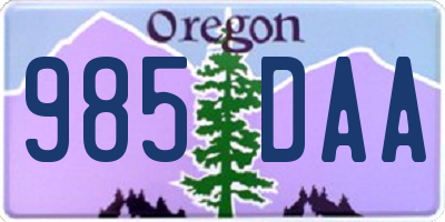 OR license plate 985DAA