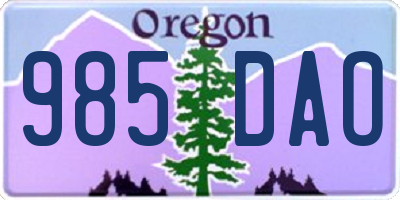 OR license plate 985DAO