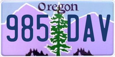 OR license plate 985DAV