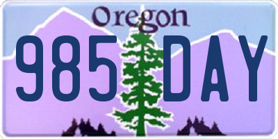 OR license plate 985DAY