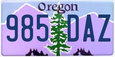 OR license plate 985DAZ