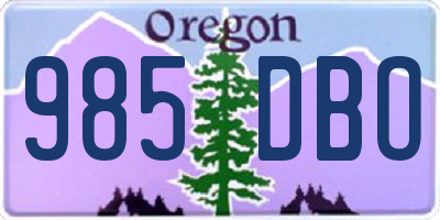 OR license plate 985DBO