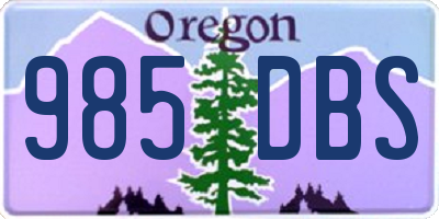 OR license plate 985DBS
