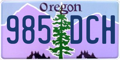 OR license plate 985DCH