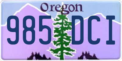 OR license plate 985DCI