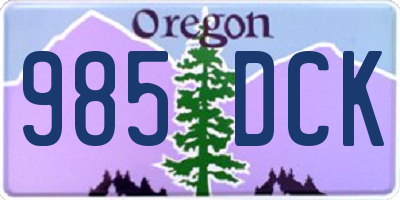 OR license plate 985DCK