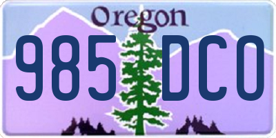 OR license plate 985DCO