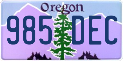 OR license plate 985DEC