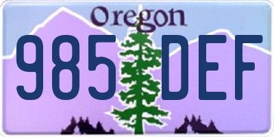 OR license plate 985DEF