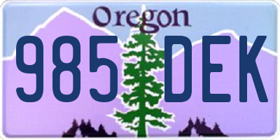 OR license plate 985DEK