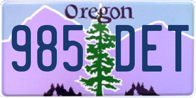 OR license plate 985DET