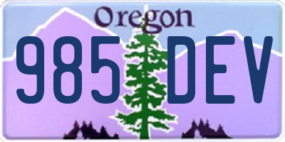 OR license plate 985DEV