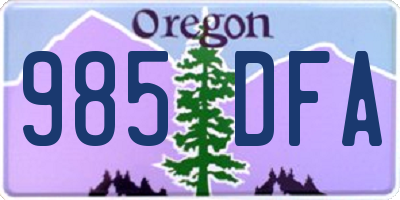 OR license plate 985DFA