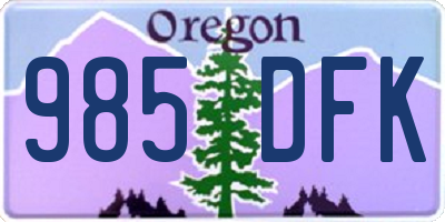 OR license plate 985DFK