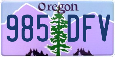 OR license plate 985DFV