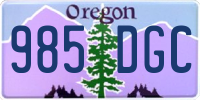 OR license plate 985DGC