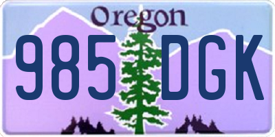 OR license plate 985DGK