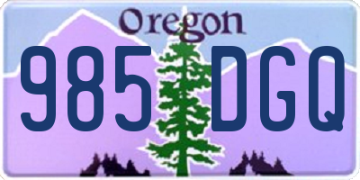 OR license plate 985DGQ