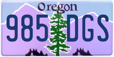 OR license plate 985DGS