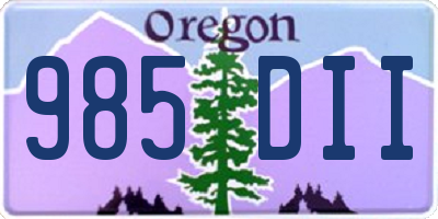 OR license plate 985DII