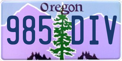 OR license plate 985DIV