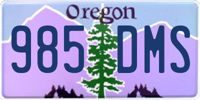 OR license plate 985DMS