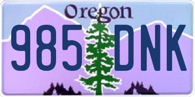 OR license plate 985DNK