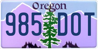 OR license plate 985DOT