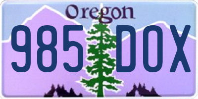 OR license plate 985DOX