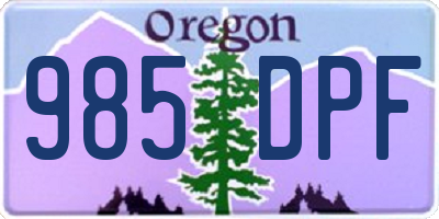 OR license plate 985DPF