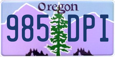 OR license plate 985DPI