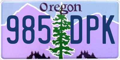 OR license plate 985DPK