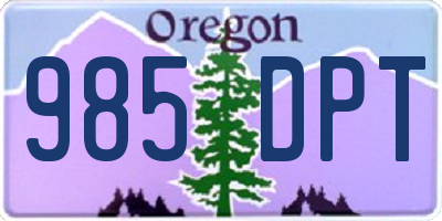 OR license plate 985DPT