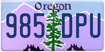OR license plate 985DPU