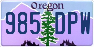OR license plate 985DPW