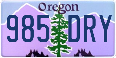 OR license plate 985DRY