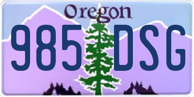 OR license plate 985DSG