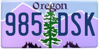 OR license plate 985DSK