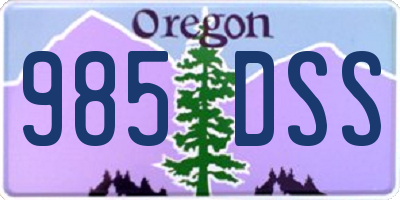 OR license plate 985DSS