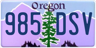 OR license plate 985DSV