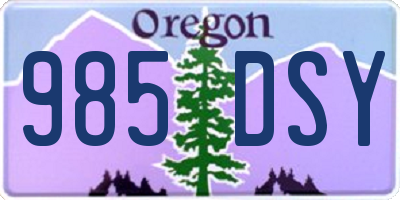 OR license plate 985DSY