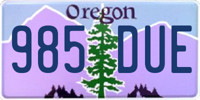 OR license plate 985DUE
