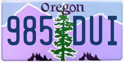 OR license plate 985DUI
