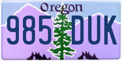 OR license plate 985DUK