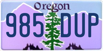 OR license plate 985DUP