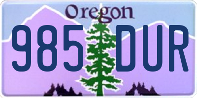 OR license plate 985DUR