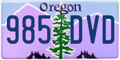 OR license plate 985DVD