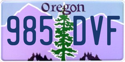 OR license plate 985DVF