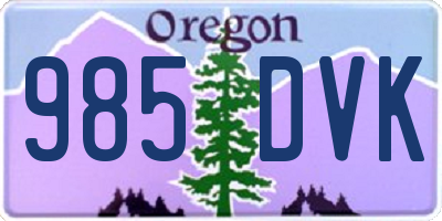 OR license plate 985DVK
