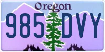 OR license plate 985DVY